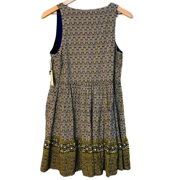 SINCERELY JULES Dress Women’s L Green Yellow V-Neck Sleeveless Gathered … - Picture 2 of 14